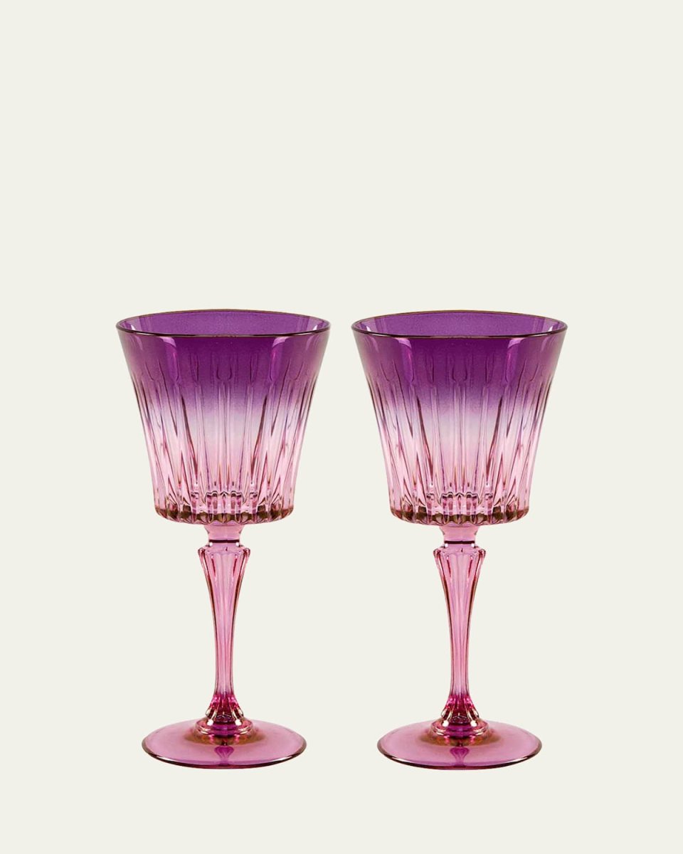 Purple Shaded Stemmed Wine Glasses, Set of 2